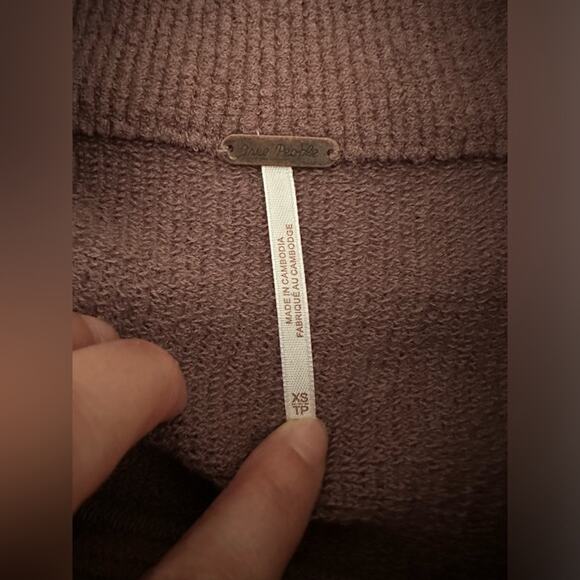 FREE PEOPLE Women's Mock Neck Oversized Cotton Ottoman Sweater in Nutmeg XS - Picture 7 of 7